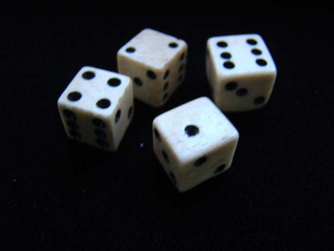 Two pair of civil War era bone dice circa 1865